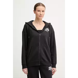Puma bluză femei, culoarea negru, cu glugă, cu imprimeu, 685033 imagine