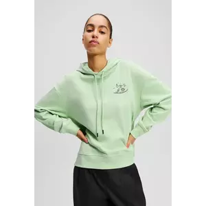 Karl Lagerfeld hanorac de bumbac femei, culoarea verde, cu glugă, cu imprimeu, A2W20058 imagine