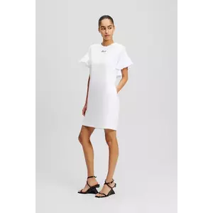 Karl Lagerfeld rochie din bumbac culoarea alb, mini, dreaptă, A2W13039 imagine
