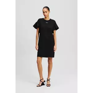 Karl Lagerfeld rochie din bumbac culoarea negru, mini, dreaptă, A2W13039 imagine