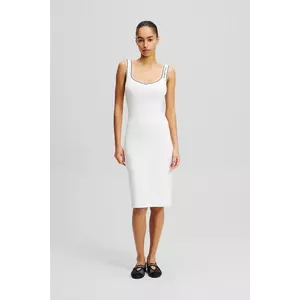 Karl Lagerfeld rochie culoarea alb, midi, mulată, A2W13018 imagine