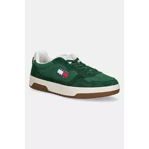 Tommy Jeans sneakers din piele intoarsă CUPSOLE SUEDE bărbați, culoarea verde, EM0EM01568 imagine