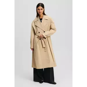 Karl Lagerfeld trenci femei, culoarea bej, de tranzitie, cu doua randuri de nasturi, A2W15009 imagine