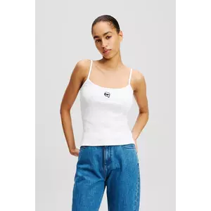 Karl Lagerfeld top din bumbac culoarea alb, A2W17070 imagine