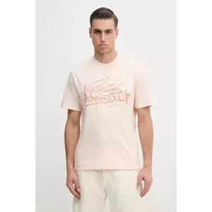 Lacoste tricou din bumbac barbati, culoarea portocaliu, cu imprimeu, TH0284 imagine