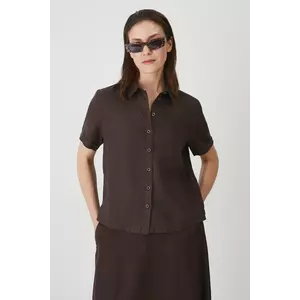 Medicine camasa de in culoarea maro, cu guler clasic, regular imagine