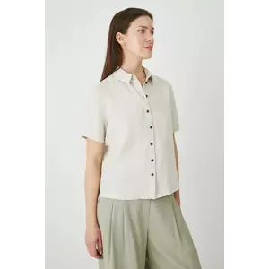 Medicine camasa de in culoarea bej, cu guler clasic, regular imagine