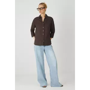 Medicine camasa de in culoarea maro, cu guler clasic, relaxed imagine