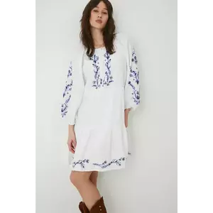 Medicine rochie din bumbac culoarea alb, mini, oversize imagine