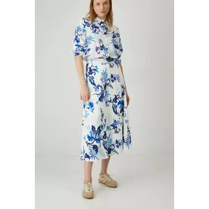 Medicine fustă din amestec de in culoarea alb, maxi, evazati imagine