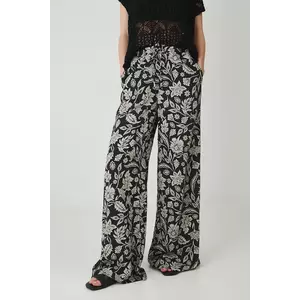 Medicine pantaloni din amestec de in culoarea negru, lat, medium waist imagine