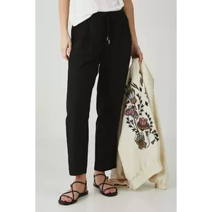 Medicine pantaloni din in culoarea negru, fason chinos, medium waist imagine