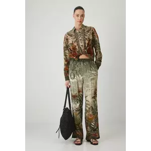 Medicine pantaloni din amestec de in lat, medium waist imagine