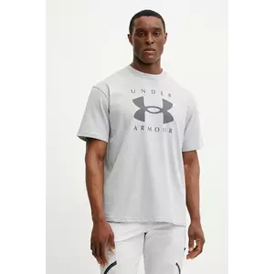 Under Armour tricou HW Branded barbati, culoarea gri, cu imprimeu, 1389146 imagine