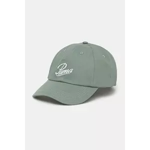 Puma șapcă de baseball din bumbac culoarea verde, uni, 25996 imagine