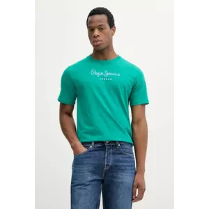 Pepe Jeans tricou din bumbac Eggo bărbați, culoarea verde, cu imprimeu, PM508208 imagine