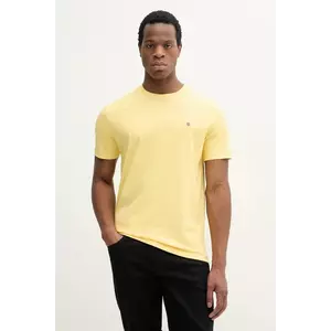 Gant tricou din bumbac barbati, culoarea galben, neted imagine