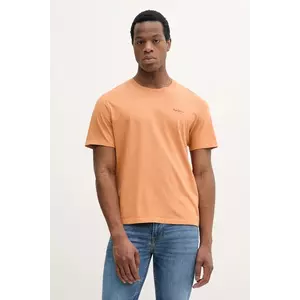 Pepe Jeans tricou din bumbac JACKO barbati, culoarea portocaliu, neted, PM508664 imagine