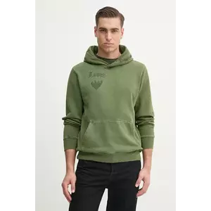 ZADIG&VOLTAIRE hanorac de bumbac bărbați, culoarea verde, cu glugă, cu imprimeu, JMSS01253 imagine