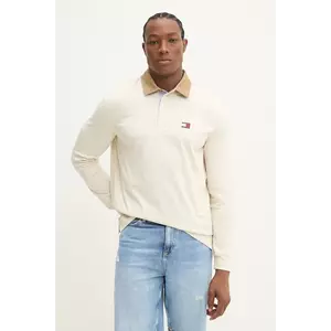 Tommy Jeans longsleeve din bumbac culoarea bej, uni, DM0DM20913 imagine