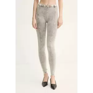 Diesel leggings ATHENA-DNM TROUSERS femei, culoarea gri, melanj, A17571.0SHAN imagine