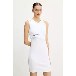 Karl Lagerfeld Jeans rochie culoarea alb, mini, mulată, A2W13032 imagine