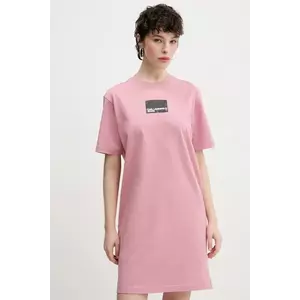 Karl Lagerfeld Jeans rochie din bumbac culoarea roz, mini, dreaptă, A2W13028 imagine