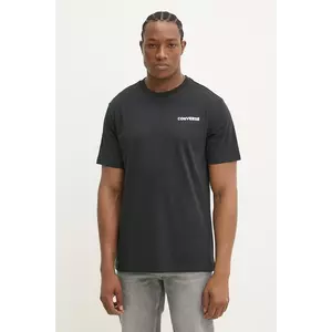Converse tricou din bumbac bărbați, culoarea negru, cu imprimeu, 10027367-A01 imagine