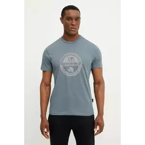 Napapijri tricou din bumbac S-Bollo bărbați, culoarea gri, cu imprimeu, NP0A4I3CG1Y1 imagine
