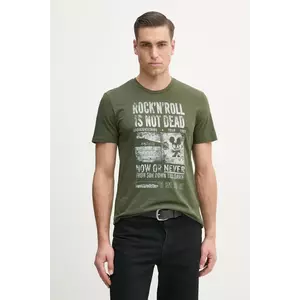 ZADIG&VOLTAIRE tricou din bumbac bărbați, culoarea verde, cu imprimeu, JMTS01661 imagine