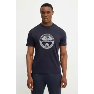 Napapijri tricou din bumbac S-Bollo bărbați, culoarea albastru marin, cu imprimeu, NP0A4I3C1761 imagine