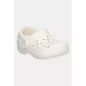 Crocs papuci CLASSIC FLORAL CUT OUT CLOG KIDS culoarea bej, 210944 imagine