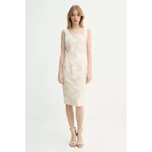 Blugirl Blumarine rochie din amestec de in culoarea bej, mini, mulată, RA5131.T2942 imagine