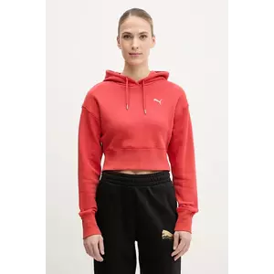 Puma hanorac de bumbac femei, culoarea rosu, cu glugă, uni, 629778 imagine