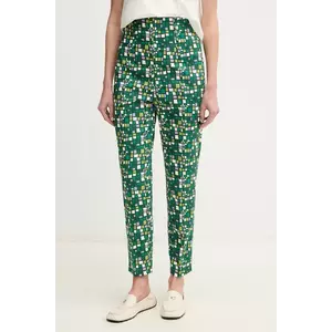 Weekend Max Mara pantaloni femei, culoarea verde, fason tigareta, high waist, 2515131016600 imagine