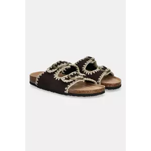 Answear Lab papuci din piele femei, culoarea maro imagine