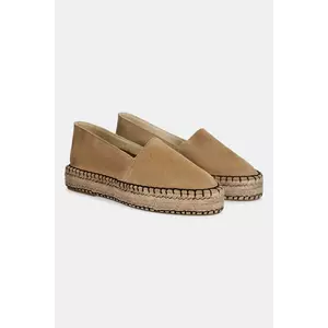 Answear Lab espadrile din piele intoarsa culoarea bej, cu platforma imagine