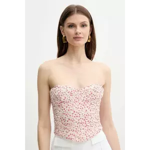 Bardot top ESTIE femei, culoarea roz, cu imprimeu, 59828TB imagine