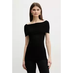 Marella bluză din bumbac TIMORE femei, culoarea negru, uni, 2513941055200 imagine