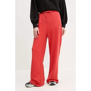 Puma pantaloni de trening din bumbac femei, culoarea rosu, uni, 629779 imagine