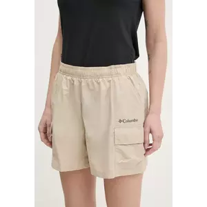 Columbia pantaloni scurți outdoor Sandier culoarea bej, uni, high waist, 2114831 imagine