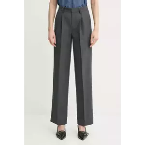 ZADIG&VOLTAIRE pantaloni din lână femei, culoarea gri, lat, medium waist, WWPA01845 imagine