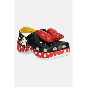 Crocs papuci Minnie Classic Platform Clog W femei, culoarea negru, 209896-100 imagine
