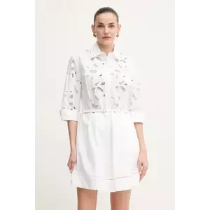 BOSS rochie culoarea alb, mini, evazată, 50535196 imagine