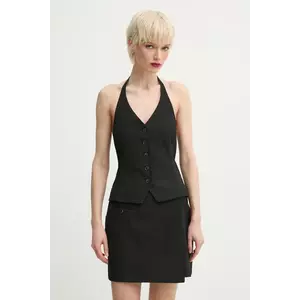 Samsoe Samsoe vestă SANEEM culoarea negru, un singur rand de nasturi, F25100157 imagine