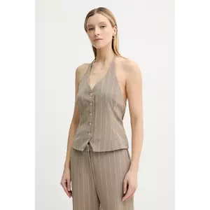 Samsoe Samsoe vestă SANEEM culoarea bej, un singur rand de nasturi, F25100157 imagine