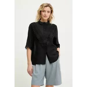 Answear Lab cămașă femei, culoarea negru, cu guler stand-up, regular imagine