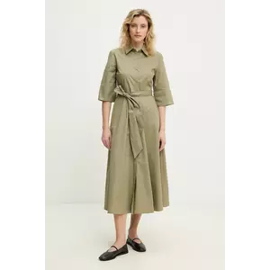 Answear Lab rochie din bumbac culoarea verde, midi, evazată imagine