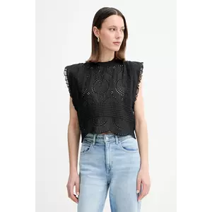 BOSS Orange bluză din bumbac femei, culoarea negru, cu imprimeu, 50538349 imagine