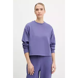 Puma hanorac de bumbac femei, culoarea violet, uni, 685058 imagine